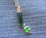 Mystic Green Quartz Crystal Shamrock Clover Pendant Necklace