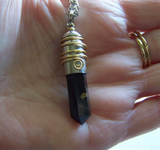 Russian Shungite Wire Wrapped Silver Bullet Jewelry Pendant