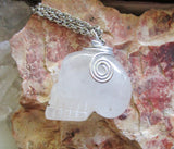 Natural Quartz Crystal Skull Day of the Dead Jewelry Pendant Necklace