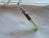 Silver Snake Green Aura Quartz Crystal Bullet Pendant