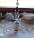 Red Crystal Silver Bullet Peppermint Snowman Pendant Necklace