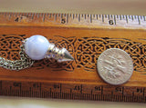 Blue Lace Agate Crystal Ball Spike Pendulum Pendant Necklace