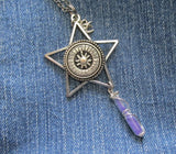 Silver Star Sundial with Hourglass Pendant Necklace