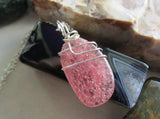 Natural Strawberry Quartz Crystal Gemstone Pendant Necklace
