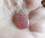 Natural Strawberry Quartz Crystal Gemstone Pendant Necklace