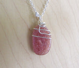 Natural Strawberry Quartz Crystal Gemstone Pendant Necklace