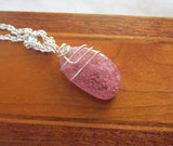 Natural Strawberry Quartz Crystal Gemstone Pendant Necklace