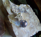 Tanzanite Aura Indigo Quartz Crystal Ball Silver Star Pendant Necklace