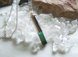 Green Tourmaline Gemstone Silver Bullet Pendant Necklace
