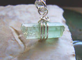 Green Tourmaline 925 Silver Wire Wrapped Gemstone Pendant Necklace