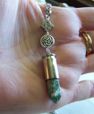 Natural Tree Agate Celtic Silver Bullet Jewelry Pendant