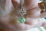 Celtic Knot Witch's Ball Green Glass Protection Pendant