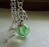 Celtic Knot Witch's Ball Green Glass Protection Pendant