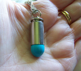 Turquoise Gemstone Silver Bullet Jewelry Pendant