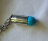 Turquoise Gemstone Silver Bullet Jewelry Pendant