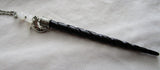 Unicorn Horn Natural Black Spiral Wand Pendant Necklace