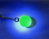 Vaseline UV Glow Glass Marble Vintage Pendant Necklace
