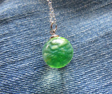 Vaseline UV Glow Glass Marble Vintage Pendant Necklace