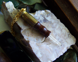 Quartz Crystal Boxwood Mini Wand Bullet Jewelry Necklace Pendant