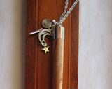Natural Neem Wood Wand with Celestial Charms Pendant Necklace
