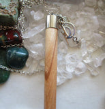 Natural Neem Wood Wand with Celestial Charms Pendant Necklace