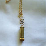 Antique Gold Watch Crown Brass Gears Bullet Jewelry Pendant