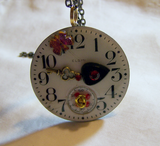 Steampunk Antique Enamel Watch Face Pendant