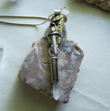 Steampunk Mechanical Watchworks Silver Dagger Quartz Bullet Necklace