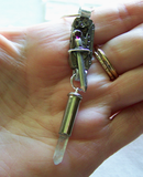 Steampunk Mechanical Watchworks Silver Dagger Quartz Bullet Necklace