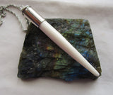 Natural White Bone Point Silver Bullet Jewelry Pendant Necklace