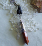 Goldstone Witch Hat Broom Black Cat Silver Bullet Jewelry Pendant