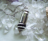 Bumblebee Seashell Silver Bullet Pendant Necklace