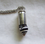 Bumblebee Seashell Silver Bullet Pendant Necklace